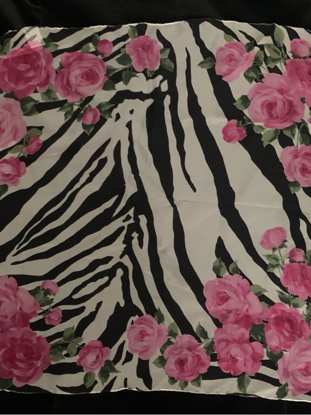 New Dolce & Gabbana Pink Floral Zebra Print Silk Scarf new w out Tags